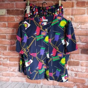 Vintage Evanna Suit 2 Piece  Pleated Skirt W/Bl